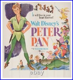 Vintage 1969 Walt Disney's Peter Pan 6 Sheet 84 x 84 Original MoviePoster 4 Pc
