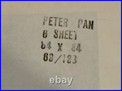 Vintage 1969 Walt Disney's Peter Pan 6 Sheet 84 x 84 Original MoviePoster 4 Pc