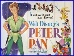 Vintage 1969 Walt Disney's Peter Pan 6 Sheet 84 x 84 Original MoviePoster 4 Pc