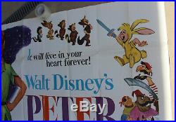 Vintage 1969 Walt Disney's Peter Pan 6 Sheet 84 x 84 Original Movie Poster 4 Pc