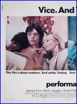Vintage 1970 PERFORMANCE Rare Homoerotic JAGGER + FOX 28x22 Poster FREE SHIPPING