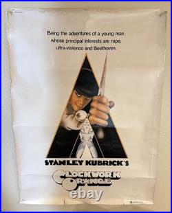 Vintage 1971 Clockwork Orange Movie Poster Stanley Kubrick 54x40 Original Rare