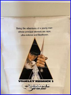 Vintage 1971 Clockwork Orange Movie Poster Stanley Kubrick 54x40 Original Rare