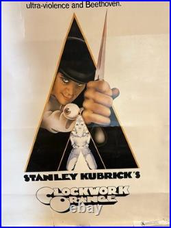 Vintage 1971 Clockwork Orange Movie Poster Stanley Kubrick 54x40 Original Rare