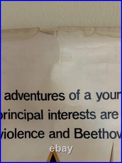 Vintage 1971 Clockwork Orange Movie Poster Stanley Kubrick 54x40 Original Rare