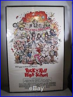 Vintage 1979 Rock N Roll High School Original Movie Poster Framed Ramones