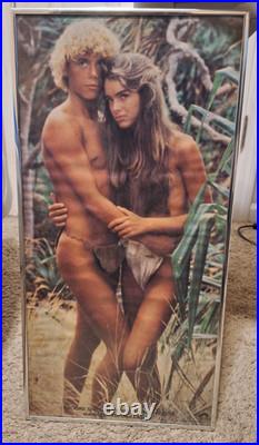 Vintage 1980 Blue Lagoon Columbia Pictures Movie Poster Metal Framed 22.5x11.5