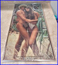 Vintage 1980 Blue Lagoon Columbia Pictures Movie Poster Metal Framed 22.5x11.5