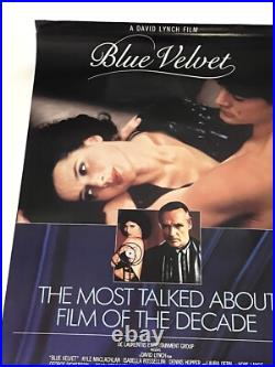 Vintage 1980's Blue Velvet David Lynch One Sheet Promotional Movie Poster VG