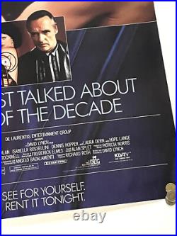 Vintage 1980's Blue Velvet David Lynch One Sheet Promotional Movie Poster VG