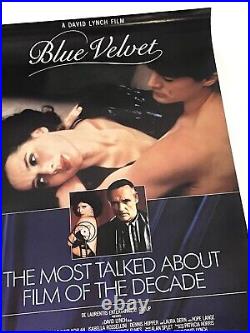 Vintage 1980's Blue Velvet David Lynch One Sheet Promotional Movie Poster VG-EX