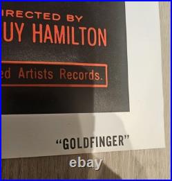 Vintage 1980's Re Release James Bond Goldfinger One Sheet Movie Poster 41x27