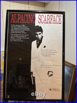 Vintage 1980s Scarface Al Pacino Scorpio Poster Universal Licensed Framed