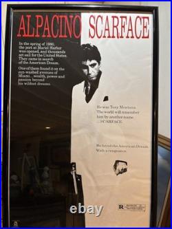 Vintage 1980s Scarface Al Pacino Scorpio Poster Universal Licensed Framed