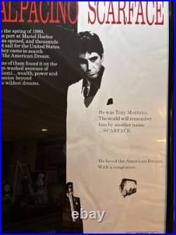 Vintage 1980s Scarface Al Pacino Scorpio Poster Universal Licensed Framed