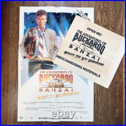 Vintage 1984 ADVENTURES OF BUCKAROO BANZAI MOVIE POSTER with OG Promo Sleeve 24x36