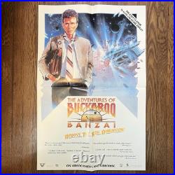 Vintage 1984 ADVENTURES OF BUCKAROO BANZAI MOVIE POSTER with OG Promo Sleeve 24x36