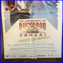 Vintage 1984 ADVENTURES OF BUCKAROO BANZAI MOVIE POSTER with OG Promo Sleeve 24x36