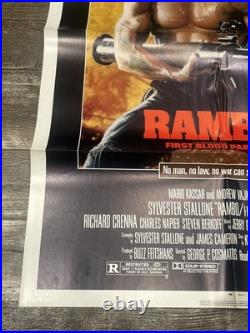 Vintage 1985 Original RAMBO Movie Theater Poster 41x27 Tri-star, Stallone FOLDED