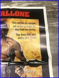 Vintage 1985 Original RAMBO Movie Theater Poster 41x27 Tri-star, Stallone FOLDED