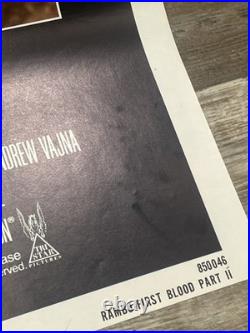 Vintage 1985 Original RAMBO Movie Theater Poster 41x27 Tri-star, Stallone FOLDED