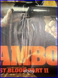 Vintage 1985 Original RAMBO Movie Theater Poster 41x27 Tri-star, Stallone FOLDED
