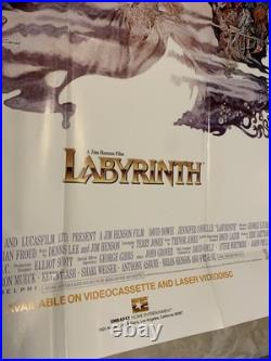 Vintage 1986 Labyrinth Movie Video Store Poster Promo