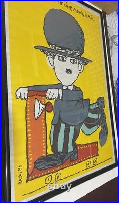 Vintage 1986 Original Film Poster Cine Movil BACHS CHARLIE CHAPLIN Screen Print