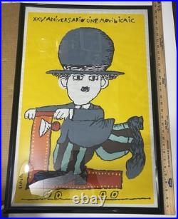 Vintage 1986 Original Film Poster Cine Movil BACHS CHARLIE CHAPLIN Screen Print