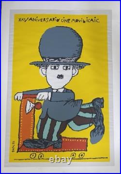Vintage 1986 Original Film Poster Cine Movil BACHS CHARLIE CHAPLIN Screen Print