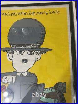 Vintage 1986 Original Film Poster Cine Movil BACHS CHARLIE CHAPLIN Screen Print
