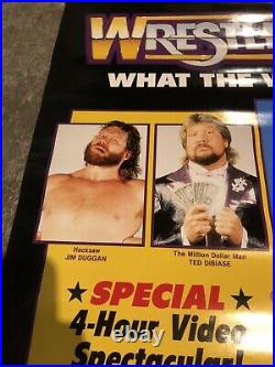 Vintage 1988 WWF WrestleMania IV 4 Movie Store VHS Tape Promo Poster Hulk Hogan