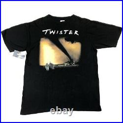 Vintage 1996 Twister Movie Promo Tee T Shirt Size XL Black Tan 90s Rare