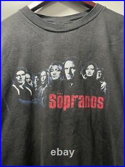 Vintage 2000 HBO The Sopranos T Shirt TV Show Cast Photo Picture Promo Poster L