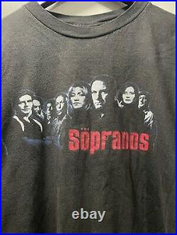Vintage 2000 HBO The Sopranos T Shirt TV Show Cast Photo Picture Promo Poster L