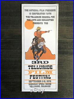 Vintage 3rd Annual 1976 Telluride Film Festival Poster & Playbill Genuine RARE