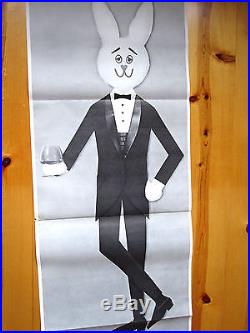 Vintage 6 FEET Poster Rabbit Mascot PLAYBOY CLUB DOOR Hugh Hefner Bunny Rare