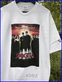 Vintage 90s Y2K Dogma Movie Poster Promo Tee Shirt Graphitti Ben Affleck White