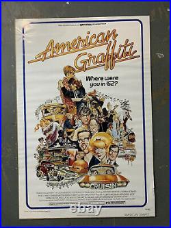 Vintage AMERICAN GRAFFITI 1973 ORIGINAL Movie Poster 27x40 George Lucas 70s