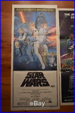 Vintage Australian Daybill Poster Lot X3 Star Wars, Empire Strikes Back, Rotj