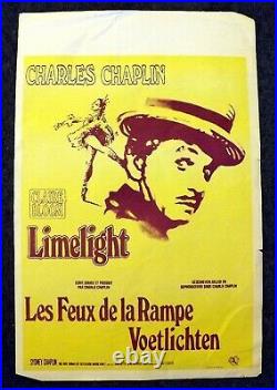 Vintage Belgian Movie Poster for Limelight C. 1952 Charles Chaplin Claire Bloom