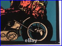 Vintage Blacklight Poster Dennis Hopper Middle Finger 1970 Motorcycle Pin-up