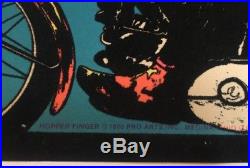 Vintage Blacklight Poster Dennis Hopper Middle Finger 1970 Motorcycle Pin-up