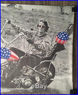 Vintage Blacklight Poster Easy Rider American Chopper US Flag Motorcycle 1970's