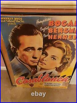 Vintage CASABLANCA Belgian Humphrey Bogart Ingrid Bergman Warner Bros. 25X33