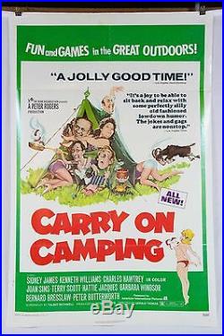 Vintage Carry On Camping Movie Theatre Poster Sign 1 One Sheet England UK