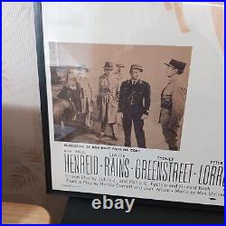 Vintage Casablanca Bogart/Bergman Lobby Display Framed Half Sheet Poster