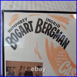 Vintage Casablanca Bogart/Bergman Lobby Display Framed Half Sheet Poster