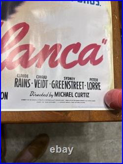 Vintage Casablanca Movie Poster 23 x 18 3/8 Inches