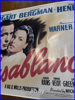 Vintage Casablanca Movie Poster 23 x 18 3/8 Inches